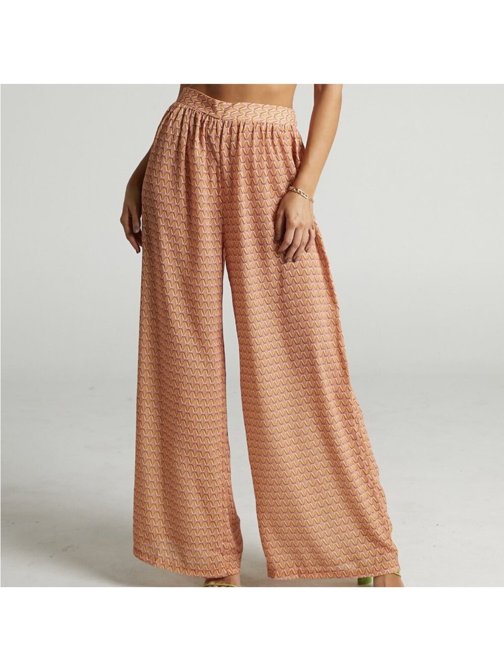 Showpo Wide Leg Peach Patterned Palazzo Pants